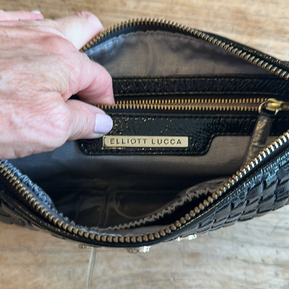 Elliott Lucca Black Woven Leather Shoulder Bag | Small & Stylish EUC - Picture 8 of 12